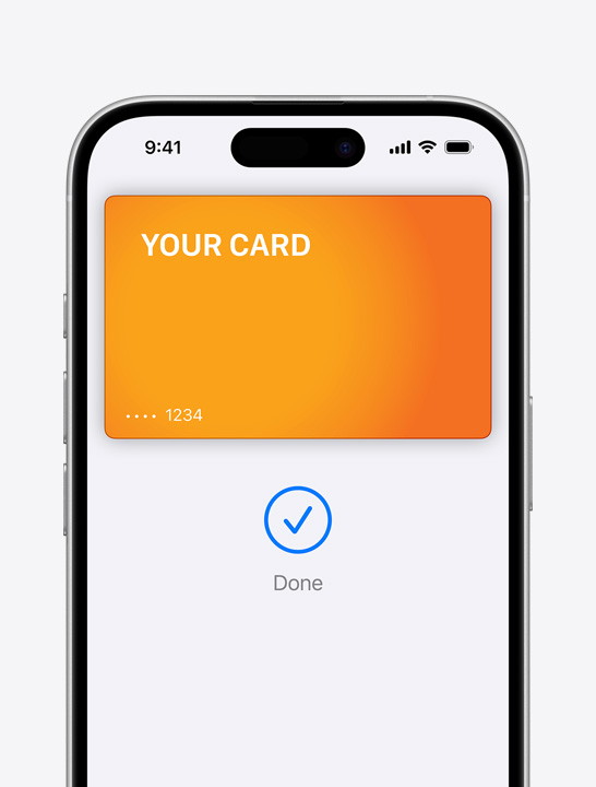 Obrazovka s kreditní kartou Apple Pay.