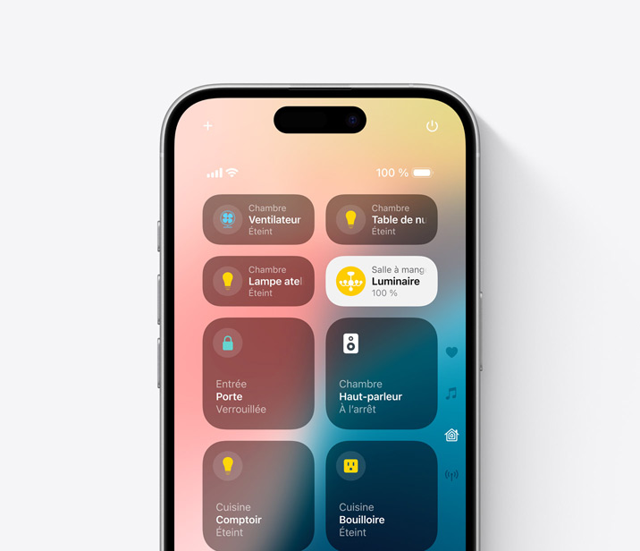 Écran d’iPhone 16 affichant le centre de contrôle