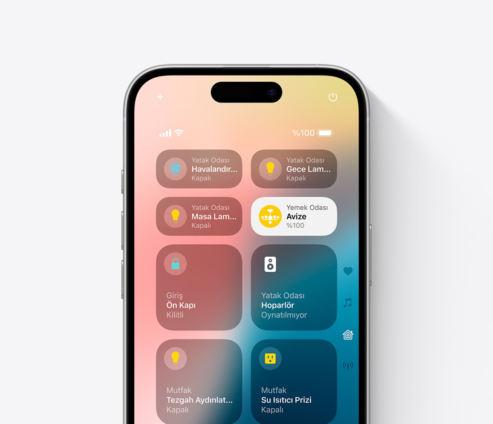 Denetim merkezini gösteren iPhone 16 ekranı