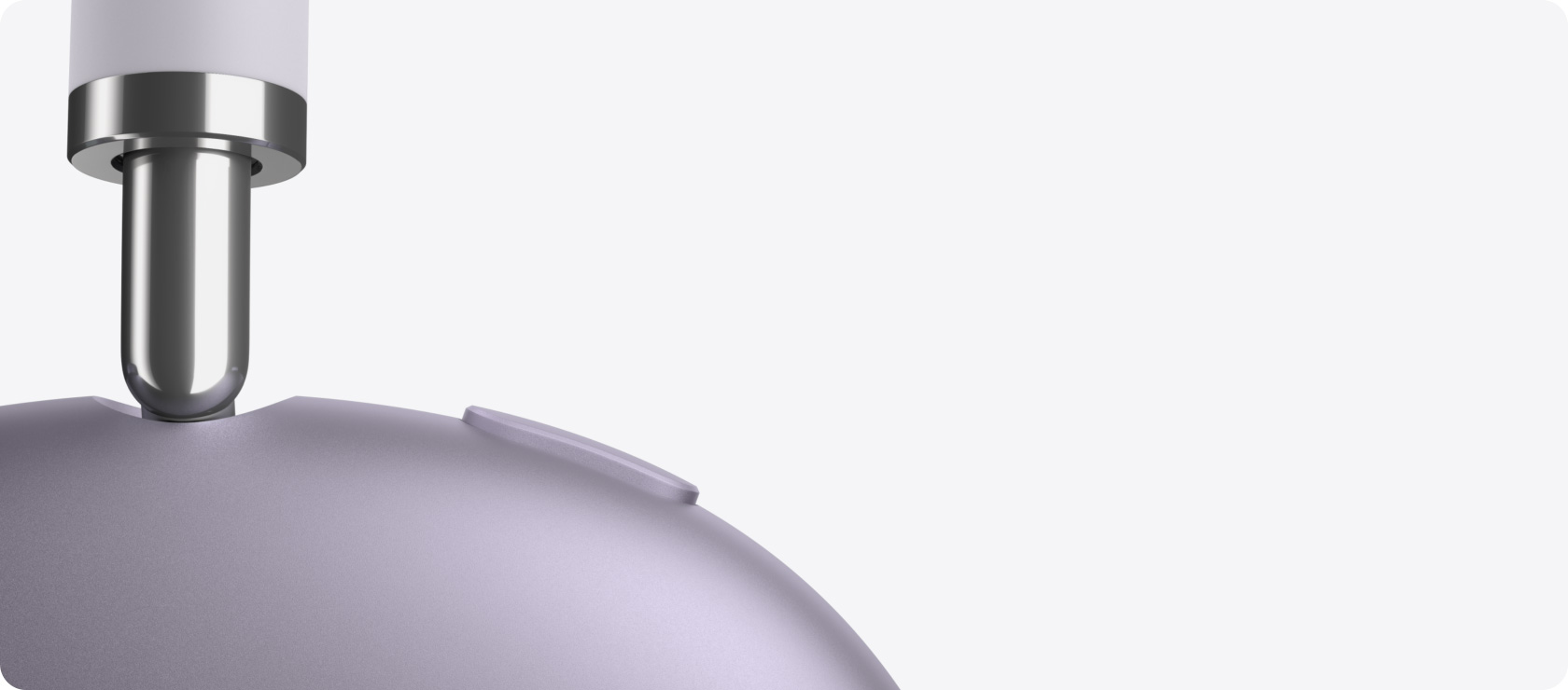 Öösinist tooni AirPods Maxi külje lähivaade.