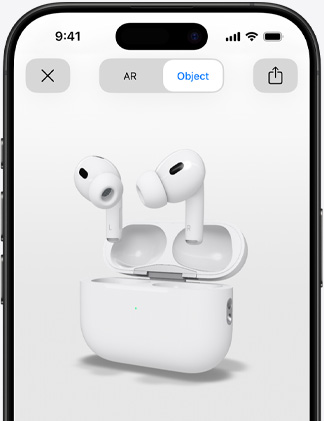 iPhone'i ekraan näitab AirPods Pro renderdust liitreaalsuses.