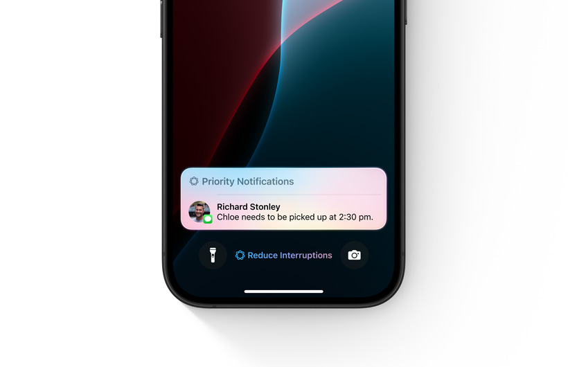 iPhone bekapcsolt Értesítések csökkentése fókusszal, amely egyetlen, „Fontos lehet” megjelölésű értesítést jelenít meg.