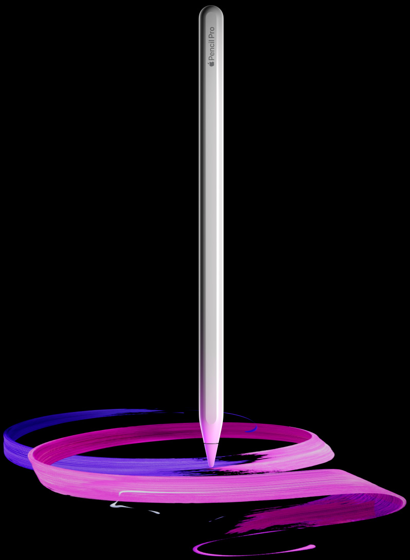 Apple Pencil Pro, bílý, gravírování Apple Pencil Pro, slovo Apple je vyjádřené logem Apple